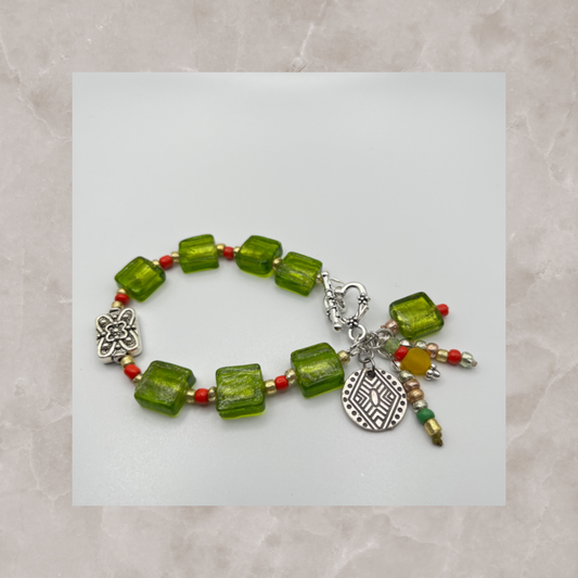 Green Forest Glass Bracelet